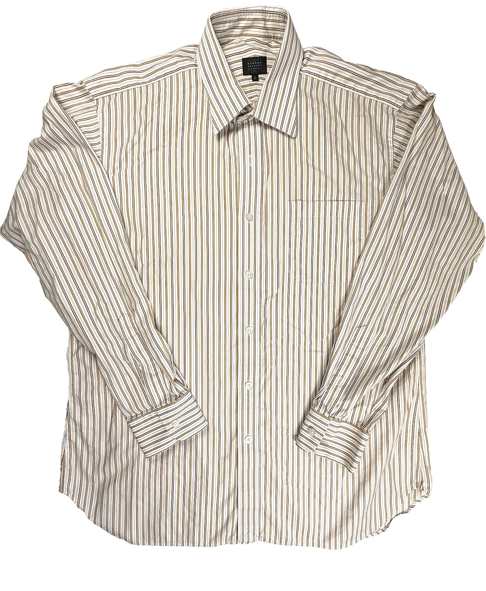 Robert Talbott Carmel Dress Shirt Men 17/36 Multi COlor Vertical Stripe Cotton